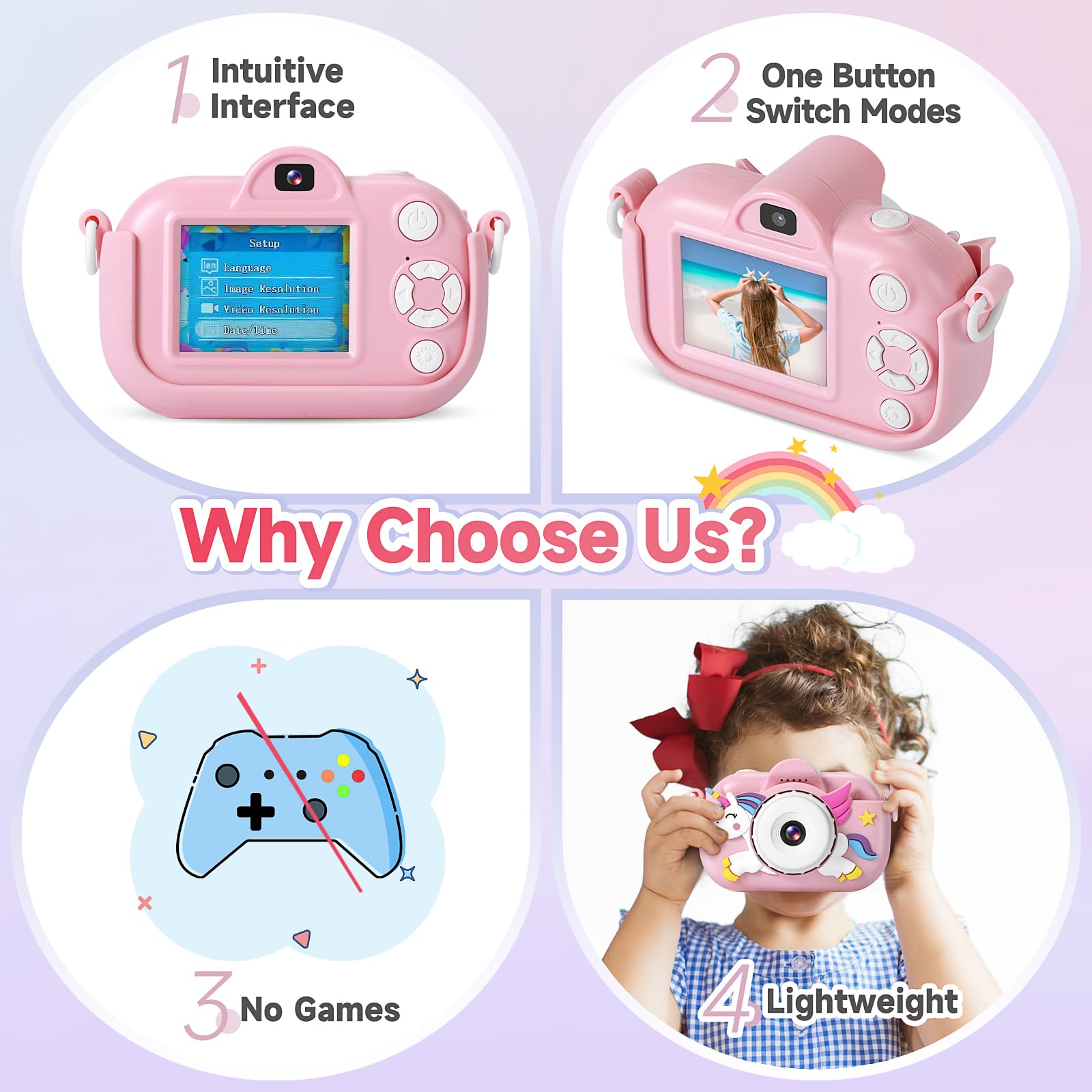 YEEHAO 32MP kids camera dual-lens selfie captures creative memories