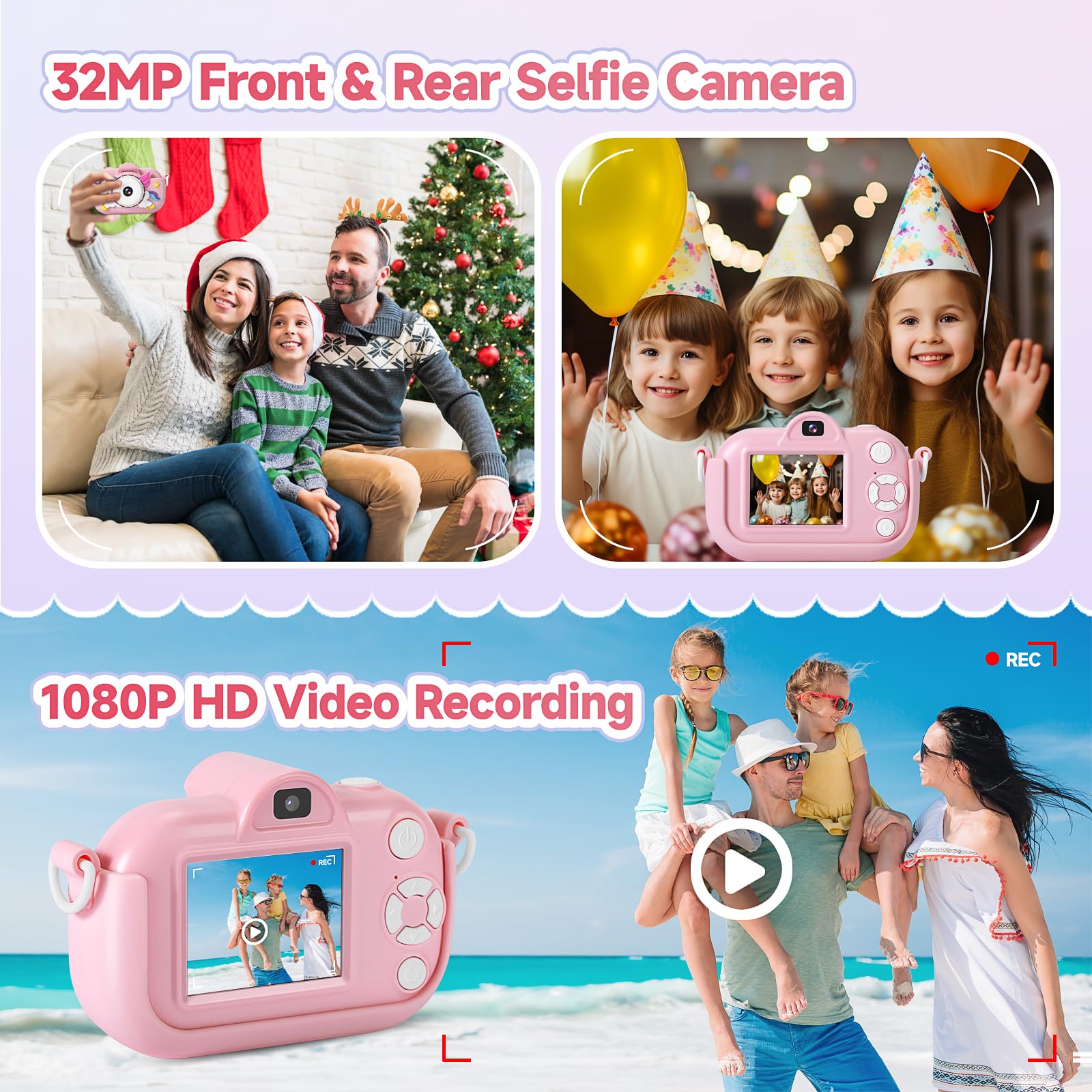 YEEHAO 32MP kids camera in-case image highlights durable protection