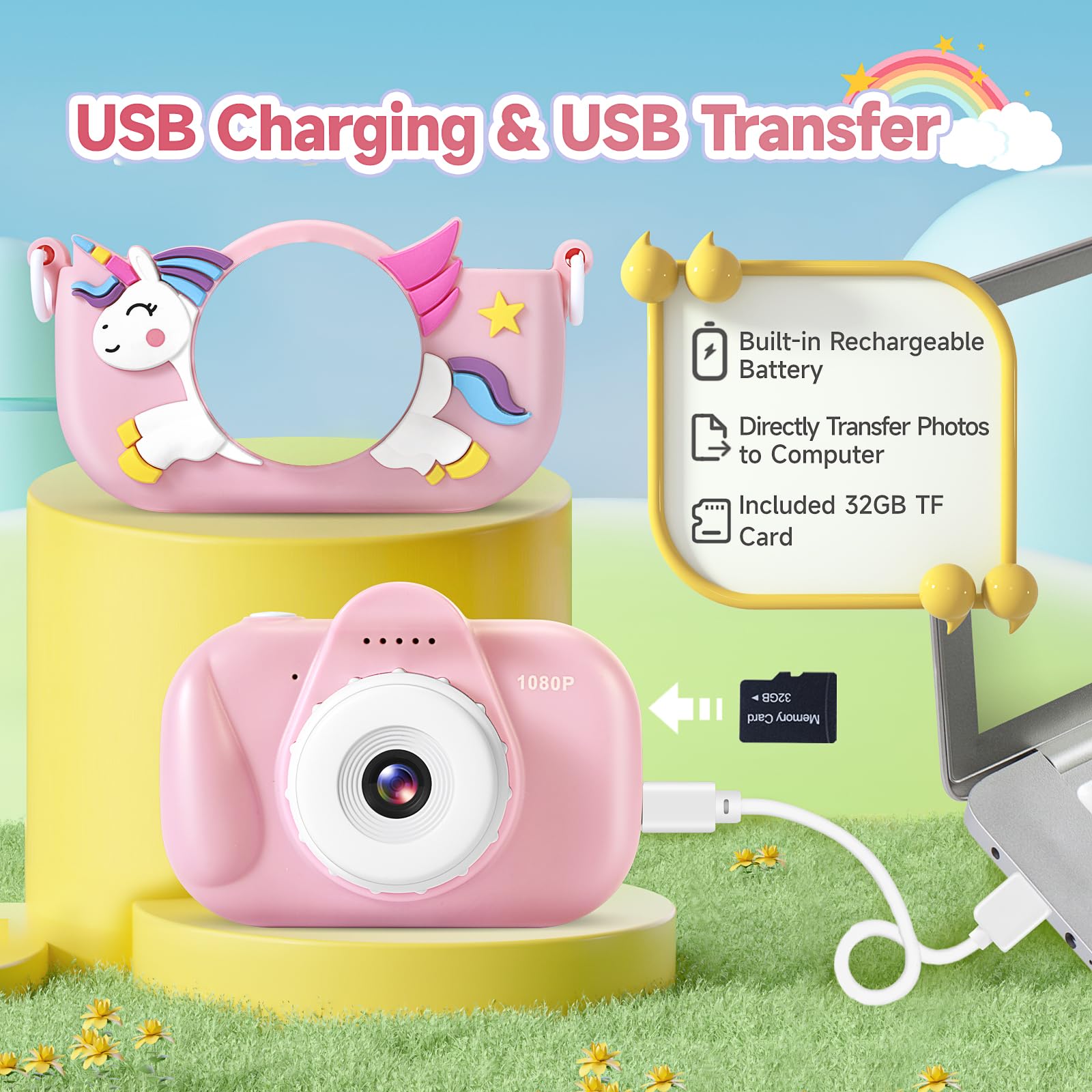YEEHAO 32MP kids camera with 32GB card ready for instant creativity