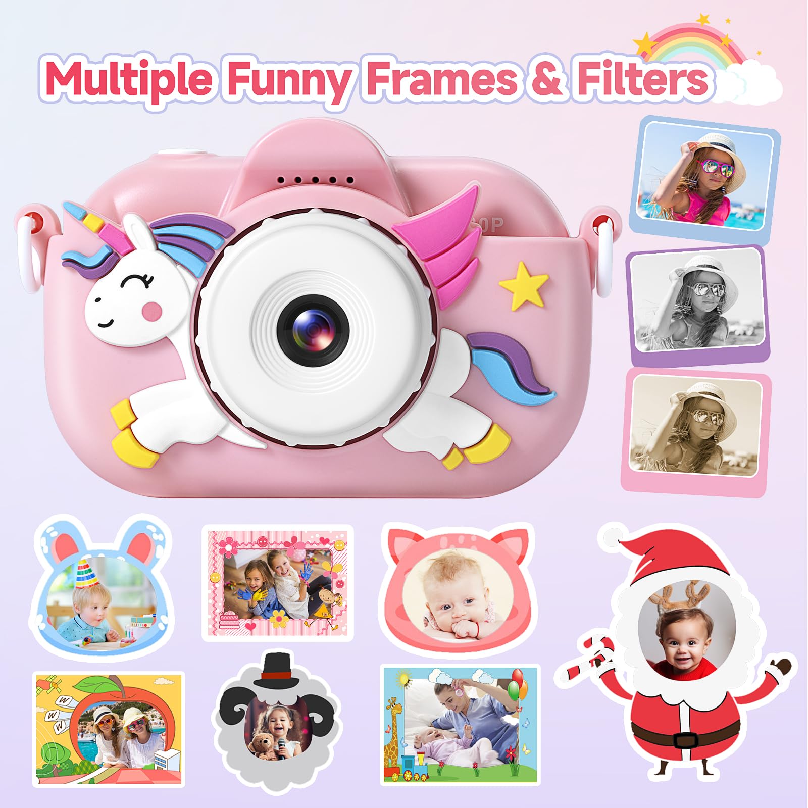 YEEHAO 32MP kids camera with lanyard supports safe, hands-free portability