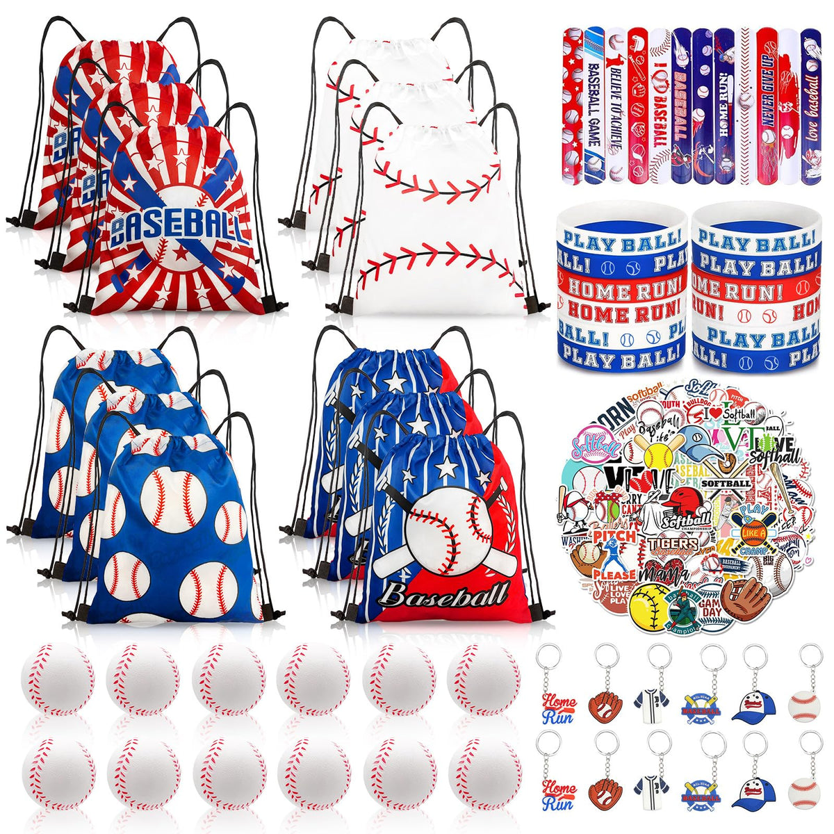 Yeepestmi baseball drawstring bags with four designs for party favors and reuse