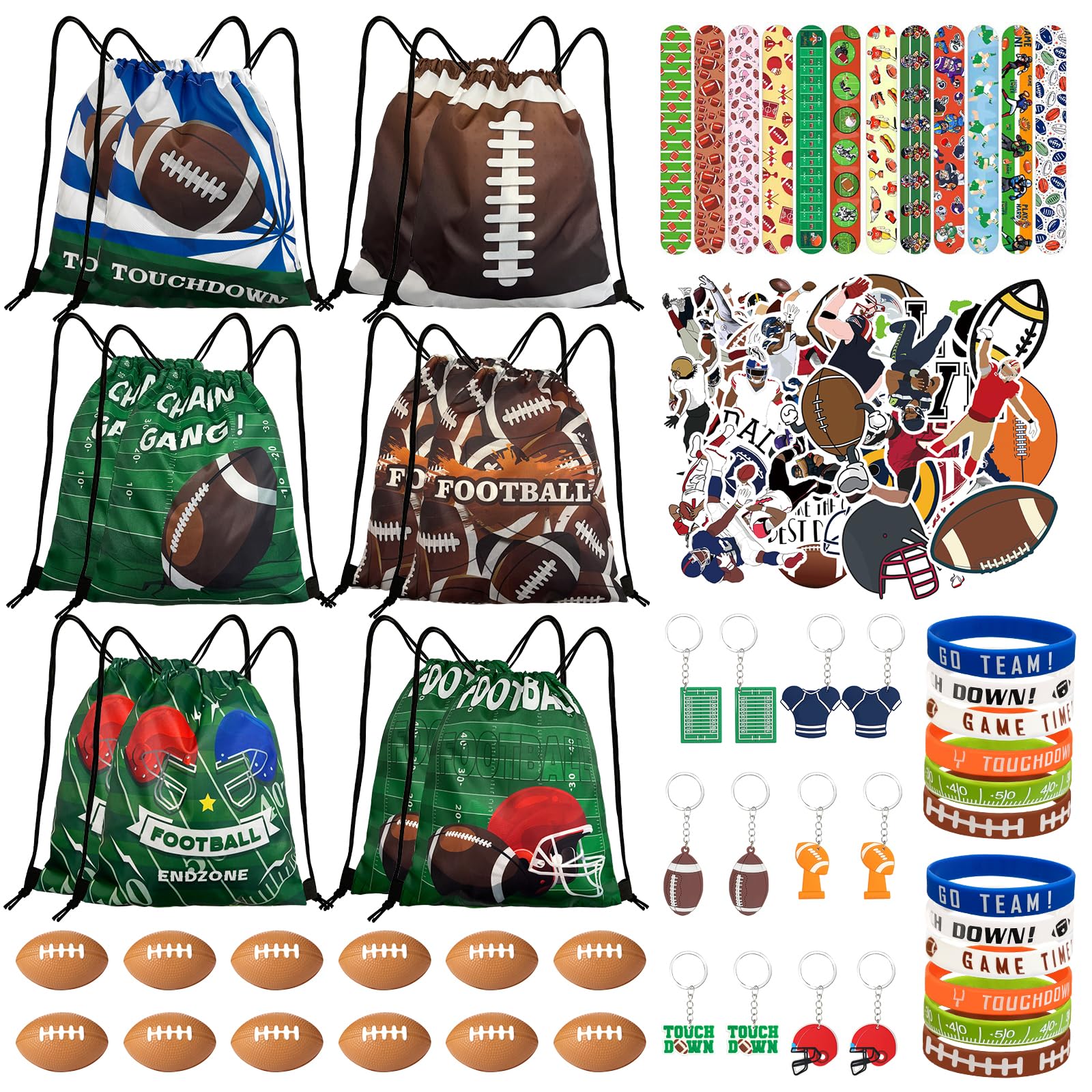 Yeepestmi football drawstring bag with six designs for party favors