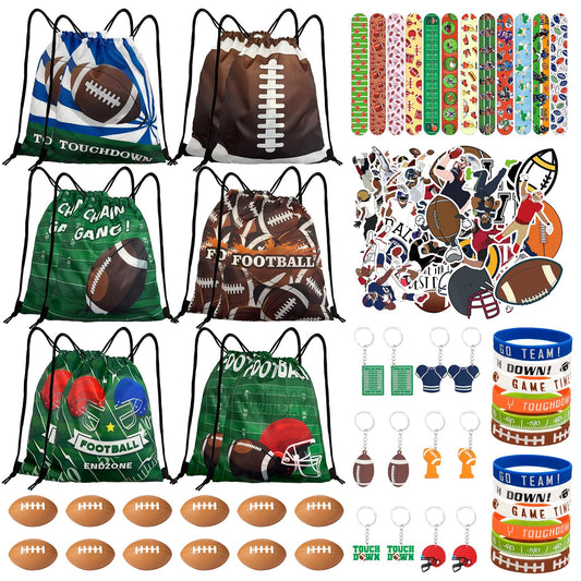 Yeepestmi football drawstring bag with six designs for party favors