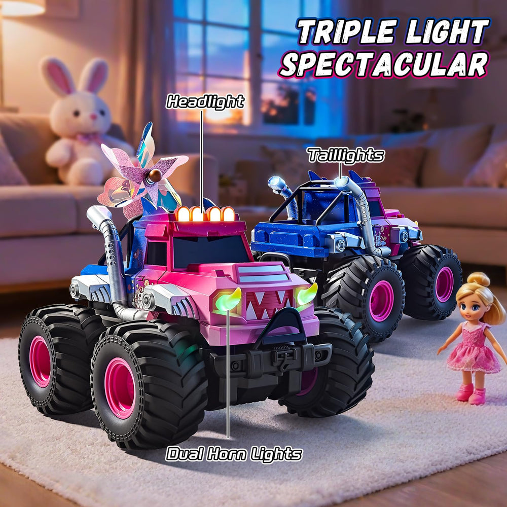 YEESWOOQI pink monster truck blocks included for DIY play.