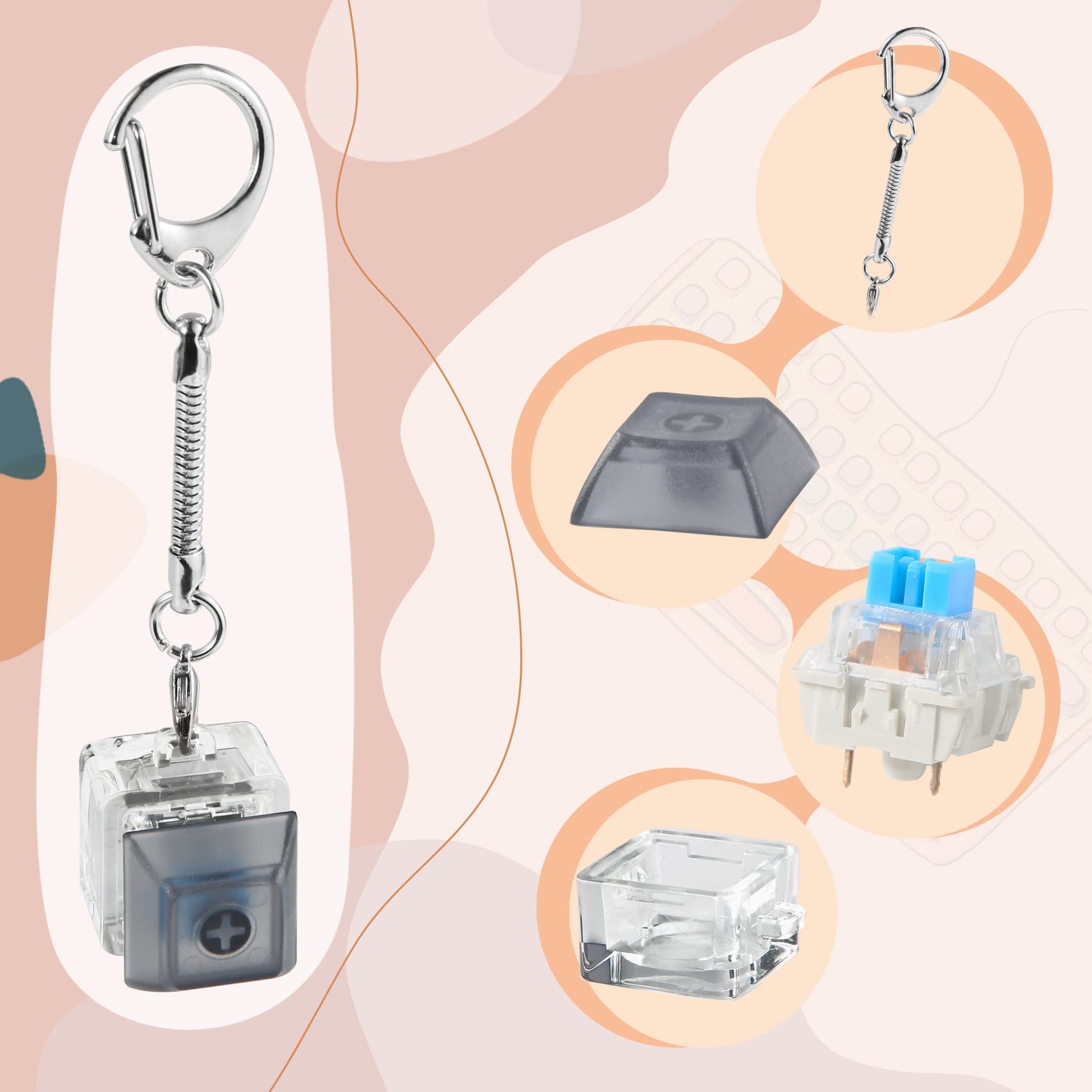 Yeetec fidget keyboard keychain with lanyard is easy to carry