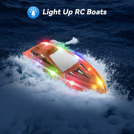 YEETFTC LED RC boat side view showing sturdy ABS shell.