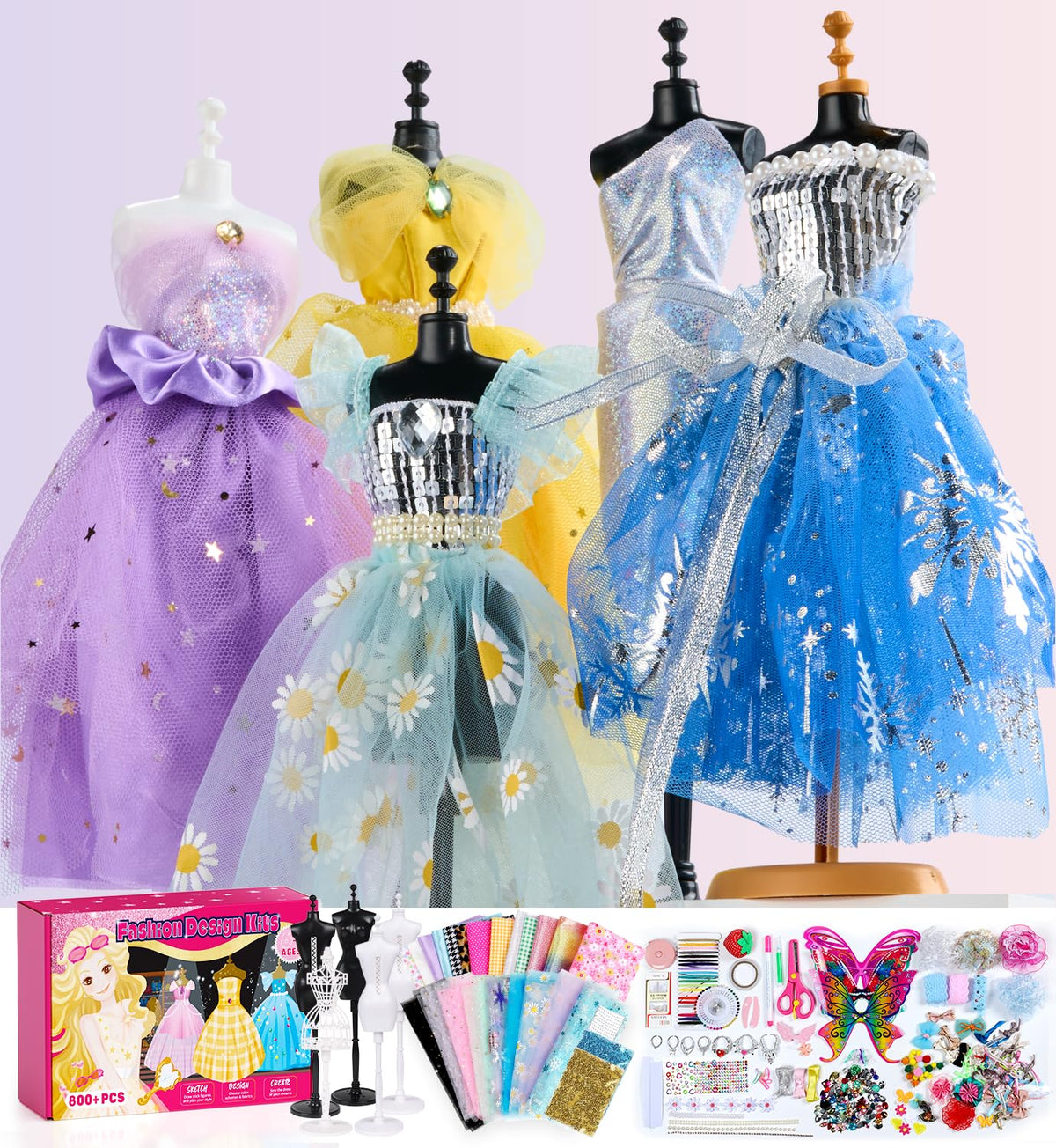 YEETIN fashion designer kit with 5 mannequins fuels imaginative dressmaking and role-play.