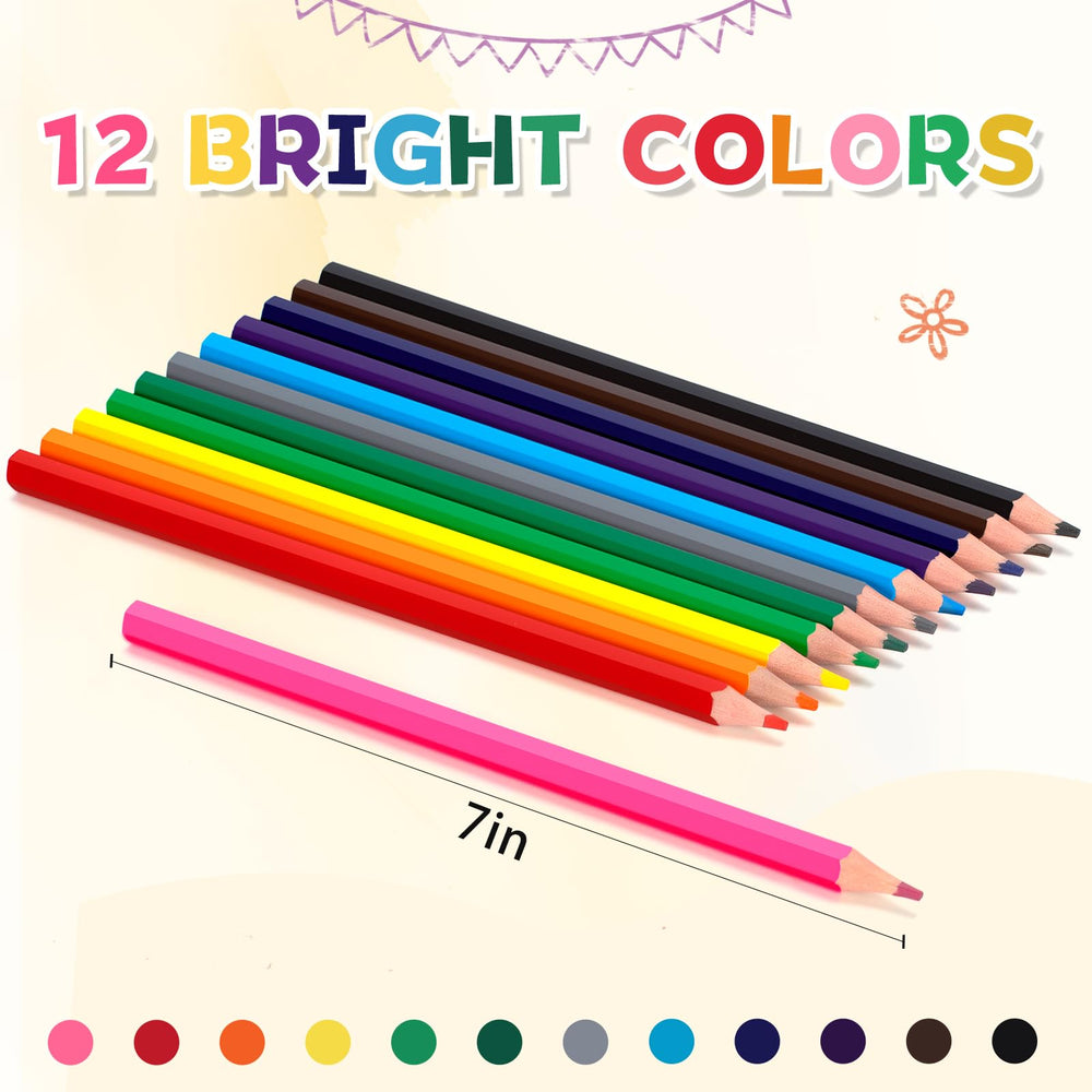 YEGEER 12 vibrant colors pencil set shown for doodling and coloring.