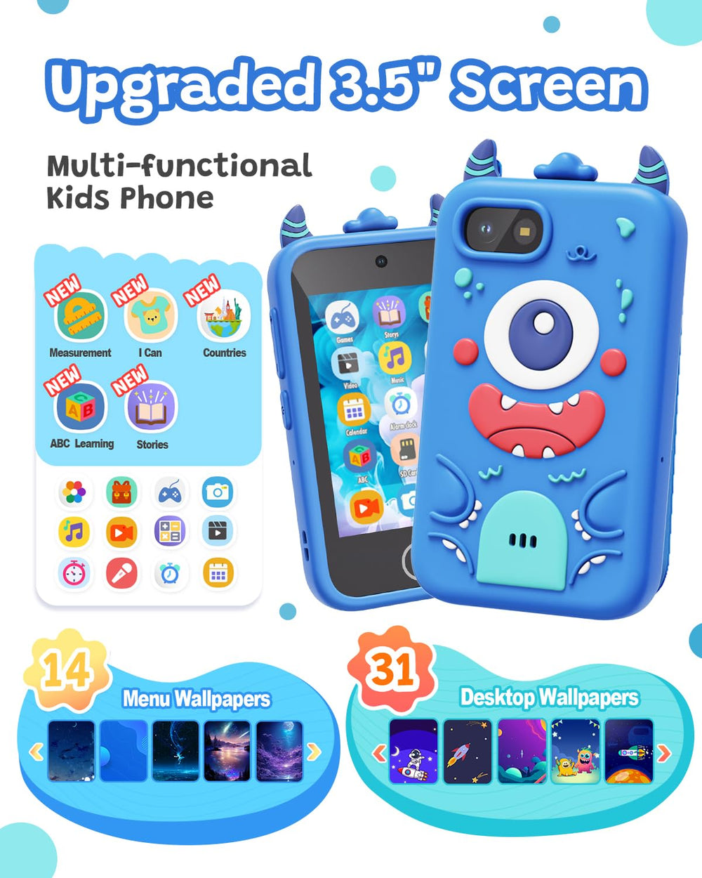 Yehtta Kids Phone 3.5-inch display shows bright, easy-touch interactions for children.