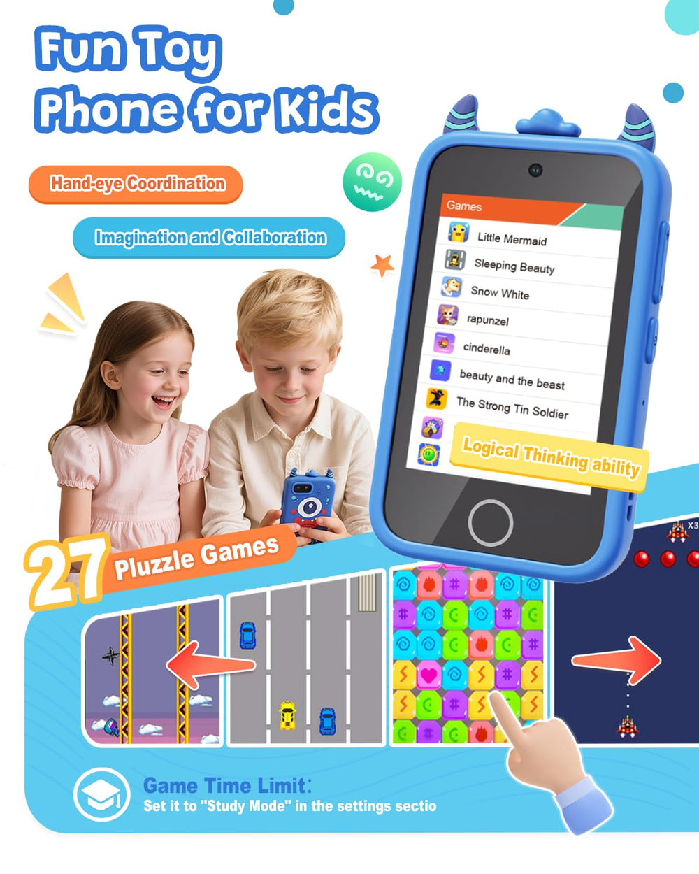Yehtta Kids Phone dual cameras enable cute selfies and quick photos.