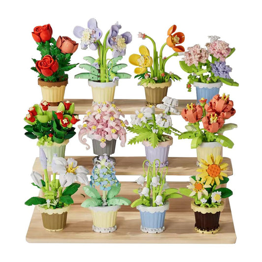 YEIBOBO 12-piece Flowers Building Set packaging view for gift-ready display