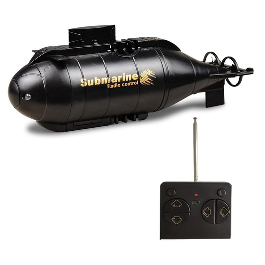 YEIBOBO! 6-channel mini RC submarine black top view, ideal for bath-time play.