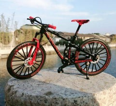 YEIBOBO alloy mini downhill bike toy black-green side view for desk display.