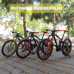 YEIBOBO alloy mini downhill bike toy black-orange side view for visual appeal.