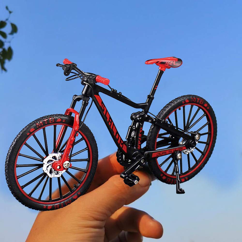 YEIBOBO alloy mini bike toy black-red pedal-belt action shows moving wheels for interactive play.