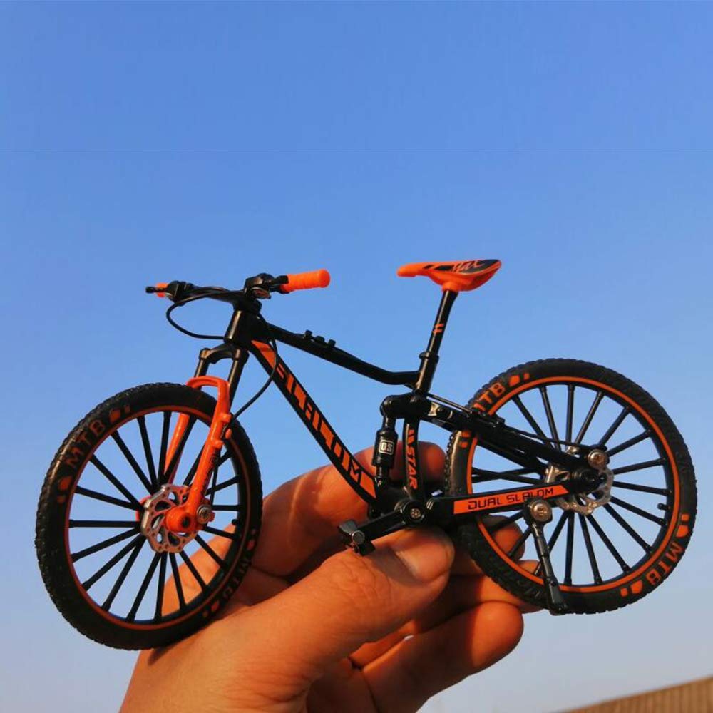 YEIBOBO alloy mini downhill bike toy side view in black orange for display