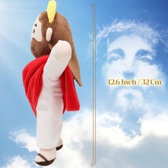 Yelakey Jesus Plush with blue shawl, inviting open arms for peaceful moments.