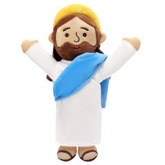 Yelakey 13-inch Jesus plush with brown robe, soft cuddle toy for kids