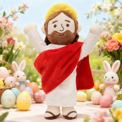 Yelakey detailed Jesus Plush face, lifelike expression for reflective play.