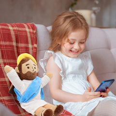 Yelakey Jesus plush fabric close-up, durable surface-washable for easy cleaning