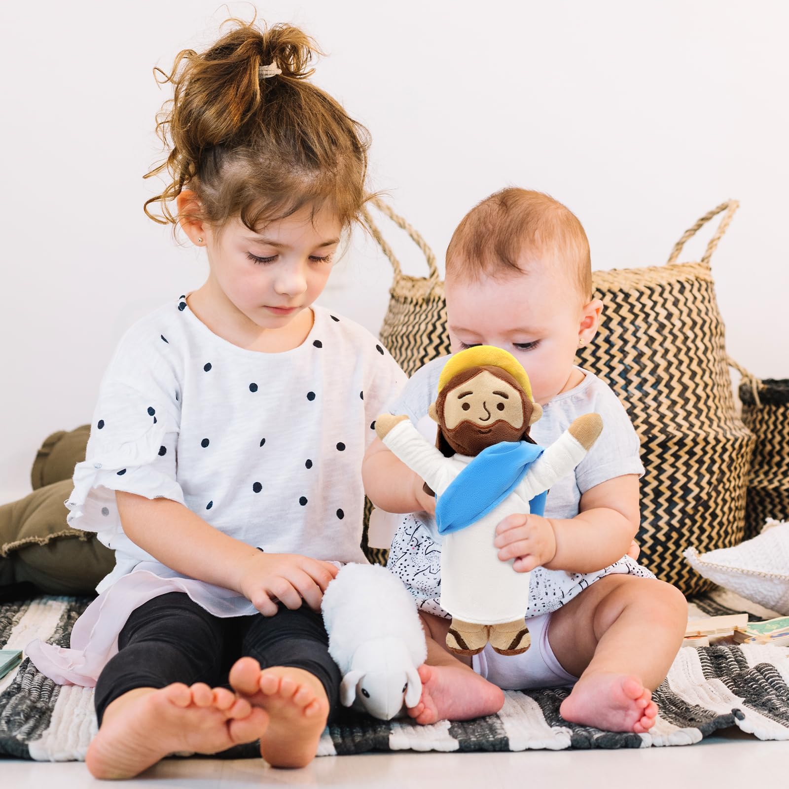 Yelakey 13-inch Jesus plush in open-arm pose, comforting home presence