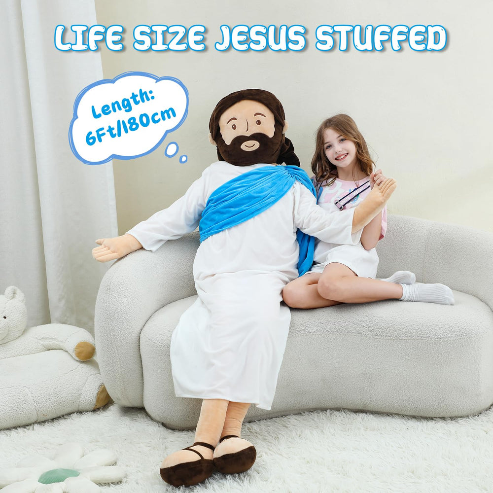 Yelakey giant Jesus plush 6ft close up of compassionate face