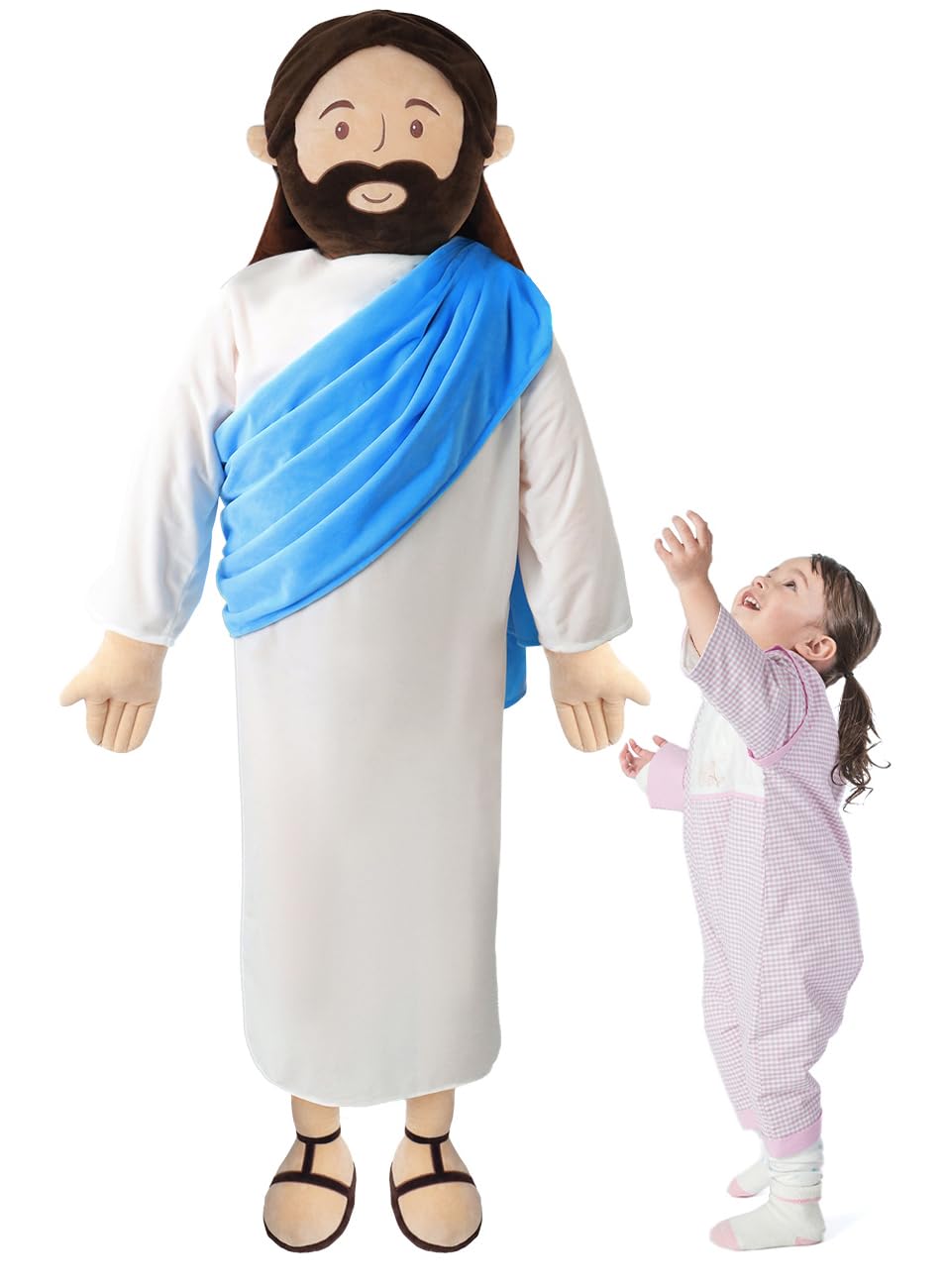 Yelakey giant Jesus plush 6ft full view showing a calming decorative centerpiece