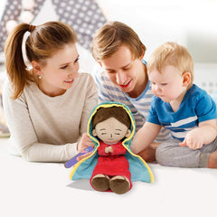 Kid-friendly Yelakey Guadalupe plush Mary doll makes a thoughtful keepsake.