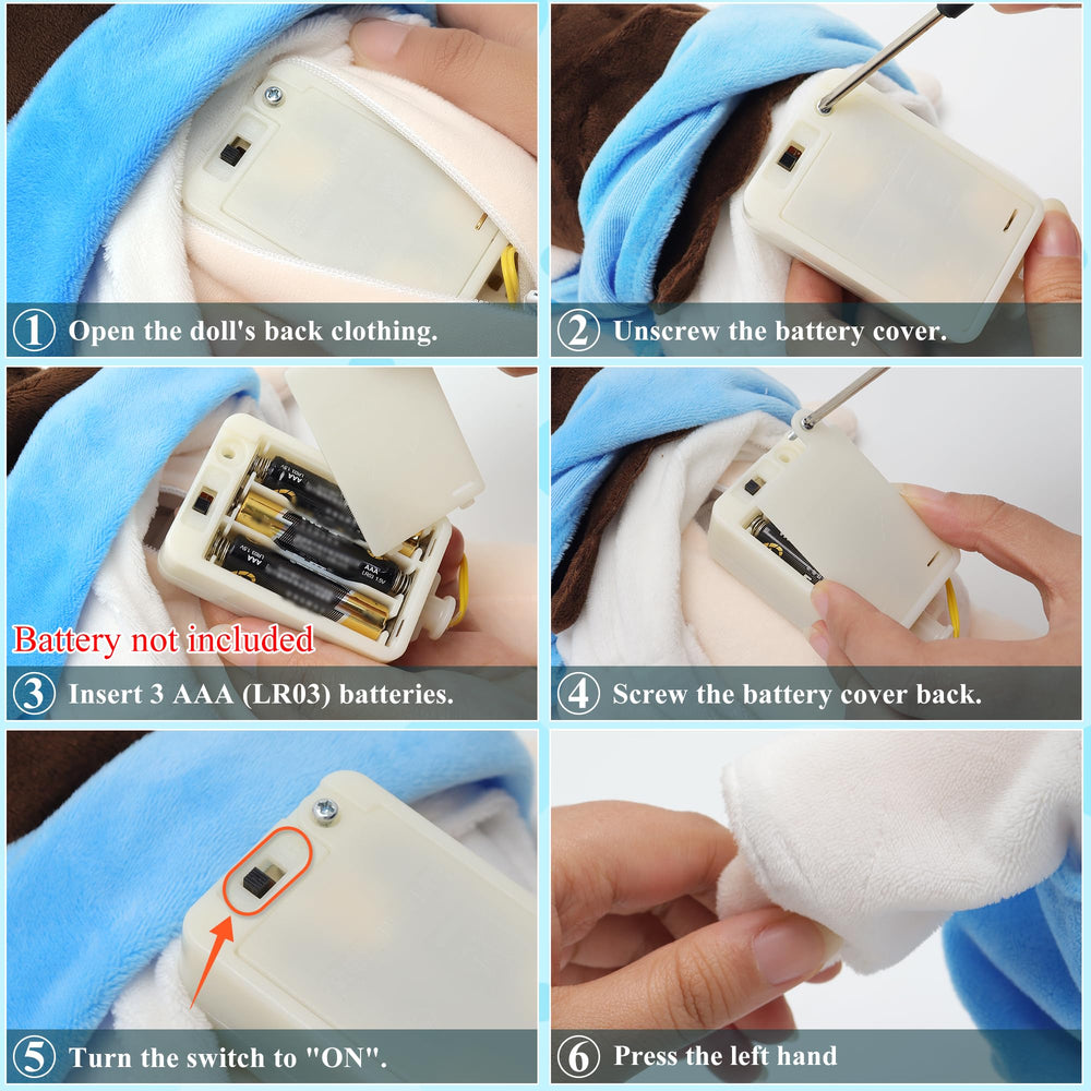Yelakey Jesus Plush shows easy activation switch for learning moments.