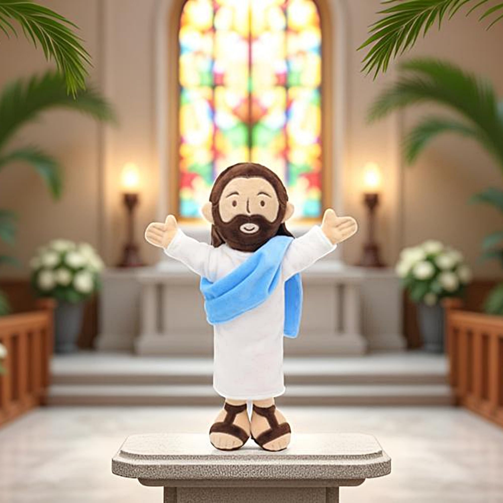 Yelakey Jesus plush is machine washable, easy-care fabric stays soft.