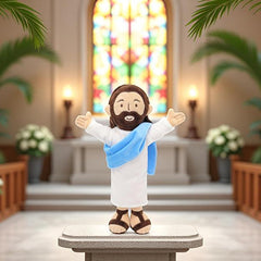 Yelakey Jesus plush is machine washable, easy-care fabric stays soft.