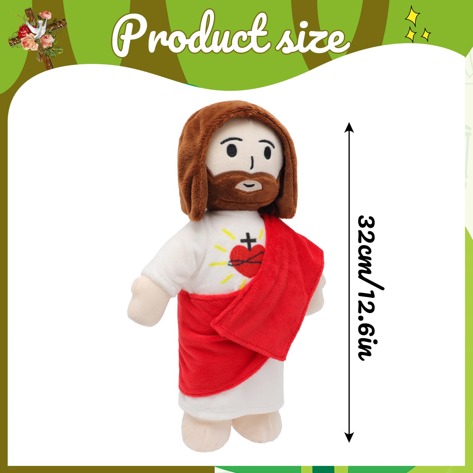 Yelakey Jesus plush close-up with friendly cuddle face for hugs