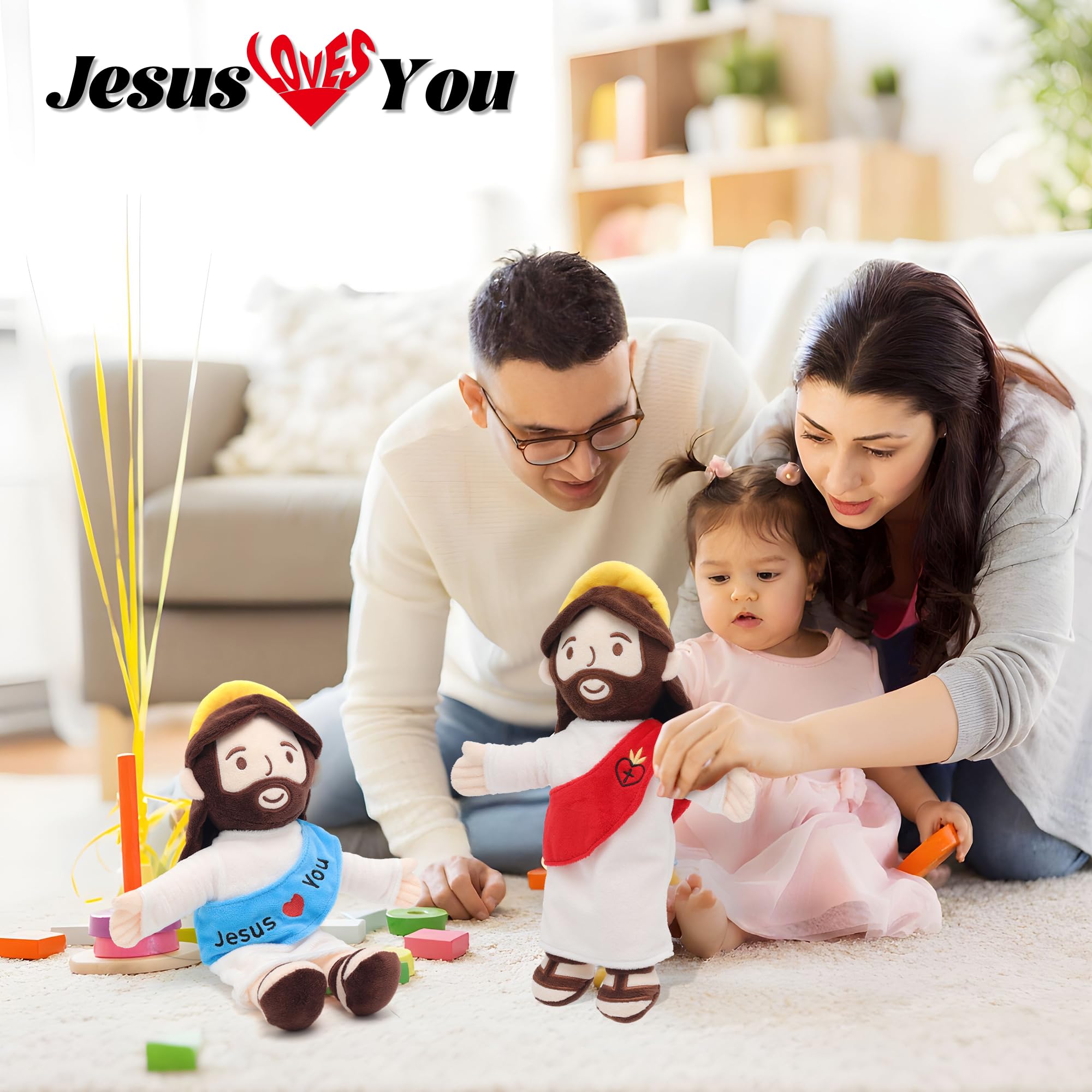 Yelakey Jesus plush doll care instructions after unboxing and use.