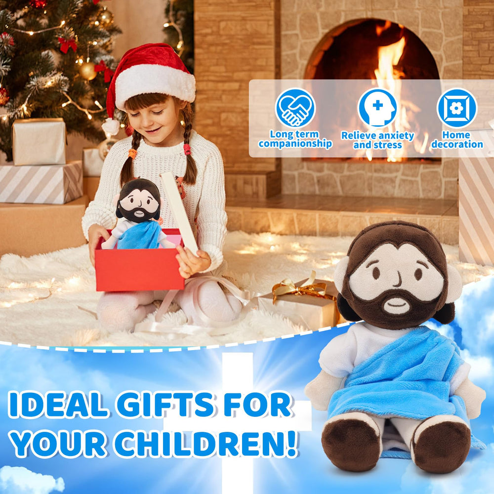 Yelakey Jesus plush doll beside a child, comforting for night prayers