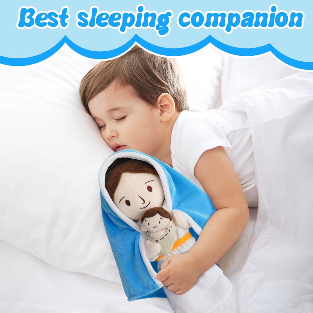 Yelakey Jesus plush doll in soft fabric invites gentle hugging.