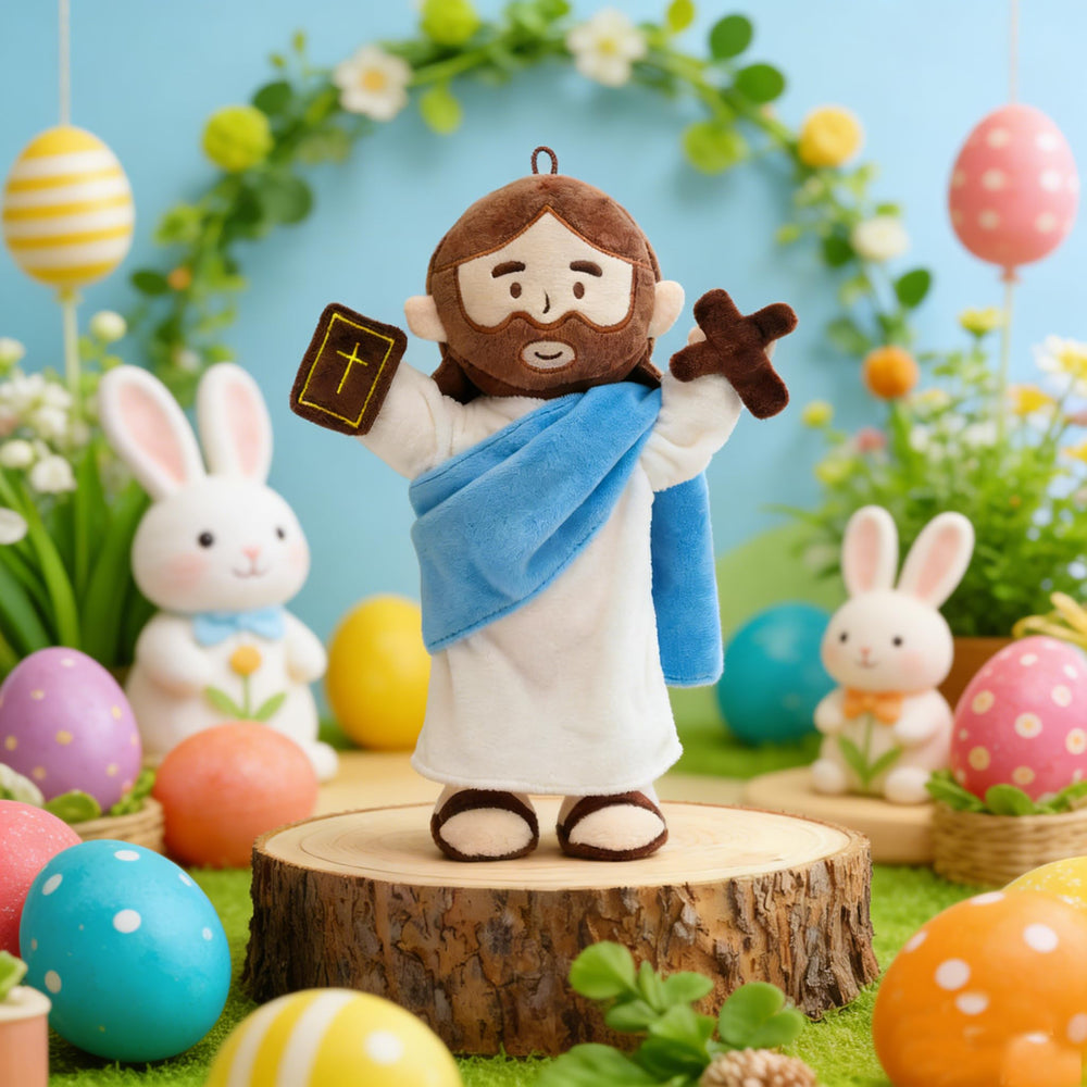 Yelakey Jesus plush doll with hangable coil for wall or shelf display