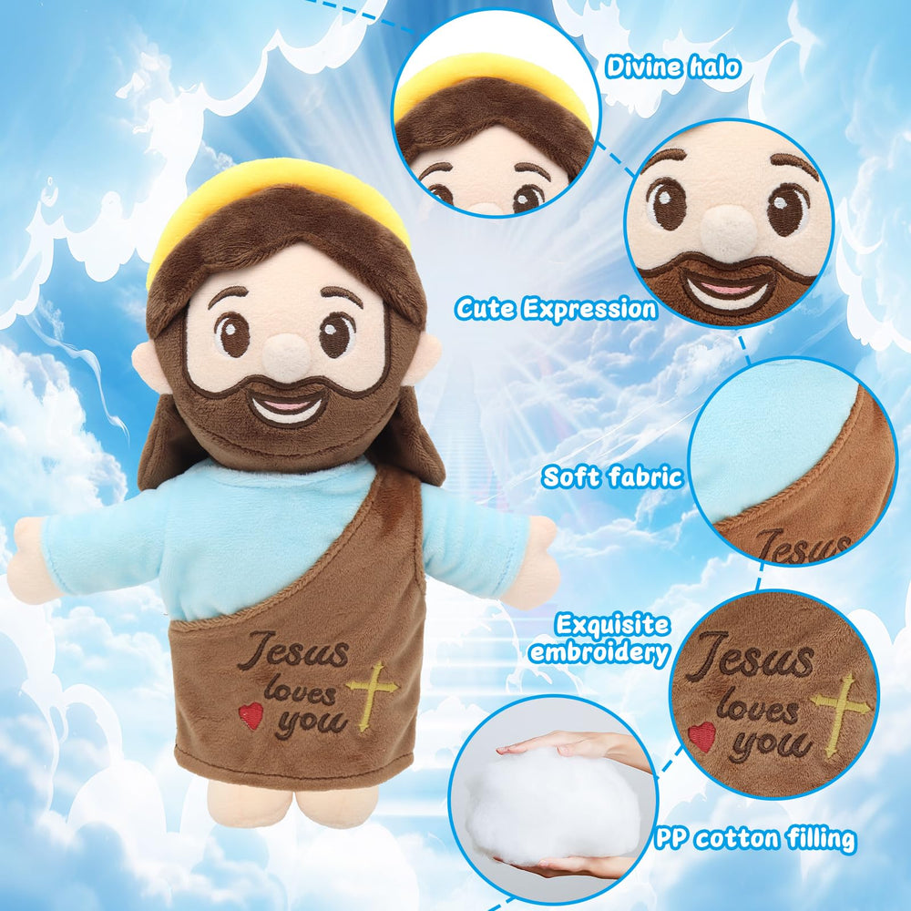 Yelakey Jesus Plush robe with cross embroidery adds gentle symbolism.