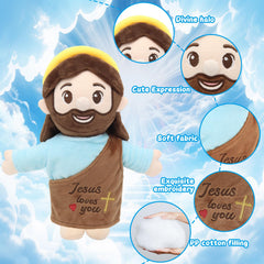 Yelakey Jesus Plush robe with cross embroidery adds gentle symbolism.