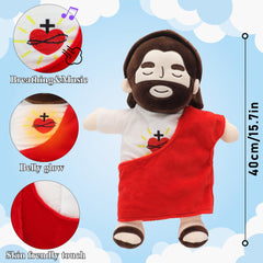 Yelakey Jesus plush at thirteen point eight inches for easy snuggling.
