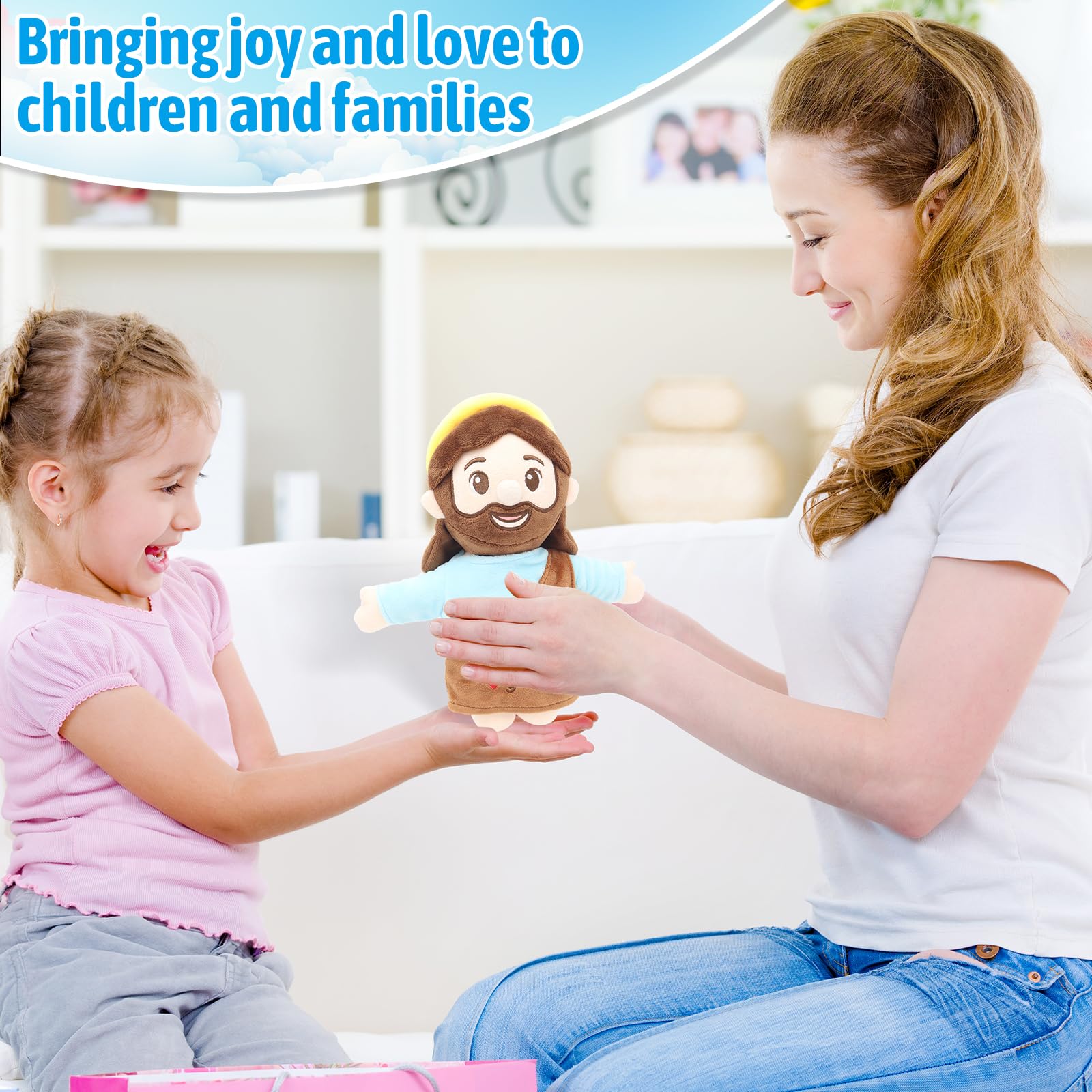 Yelakey Jesus Plush soft cotton material for cozy hugs.