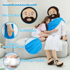 Yelakey Jesus plush soft fabric close up highlighting touch and texture