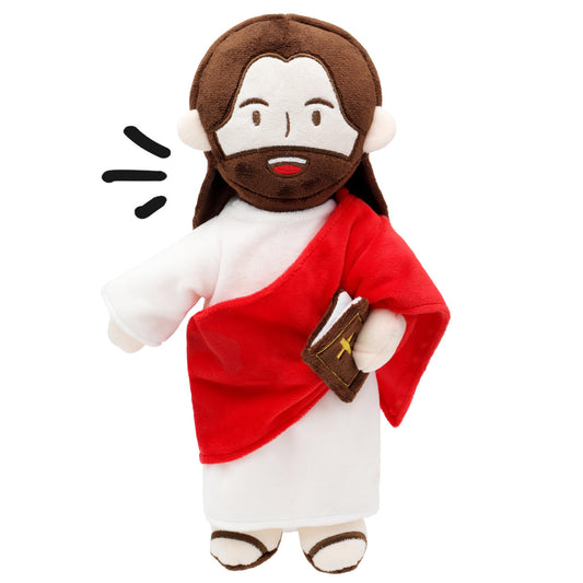 Yelakey Jesus Plush with built-in speaker delivering verses for bedtime.