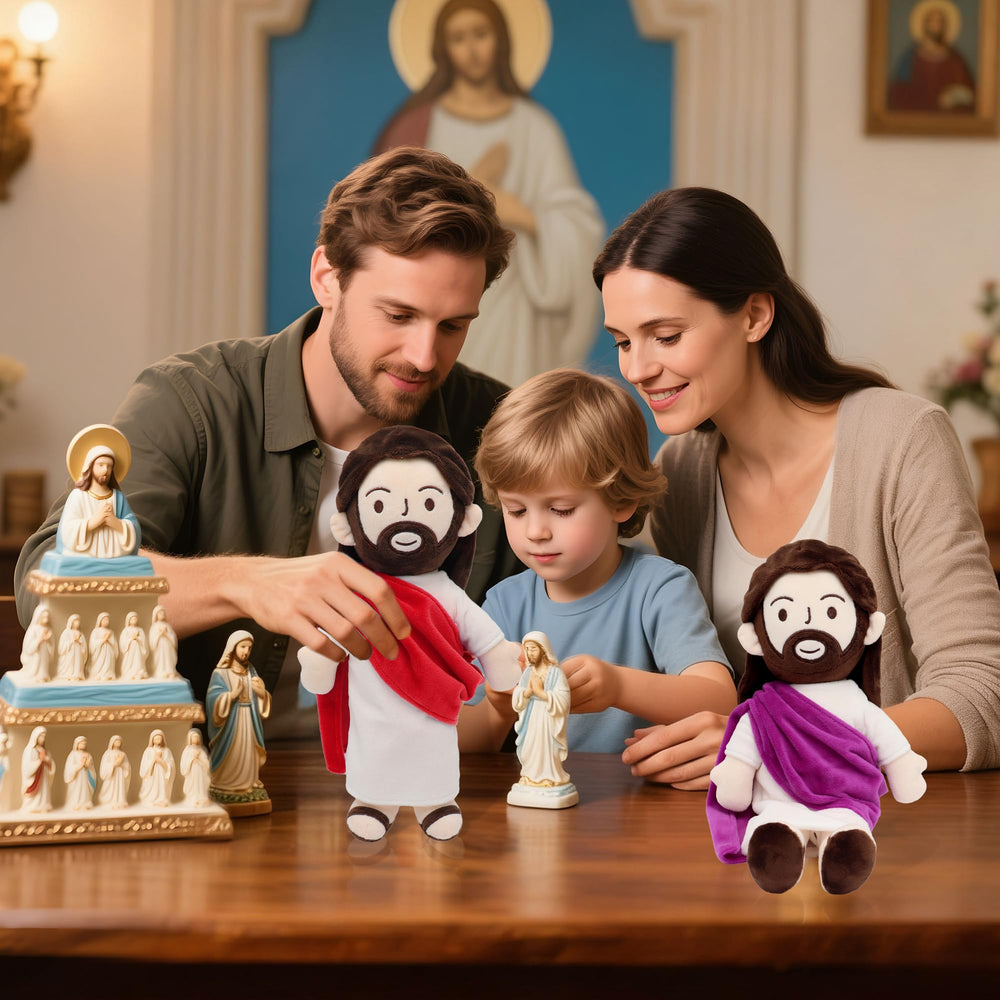 Yelakey Jesus plush washable material for easy cleanup after playtime.