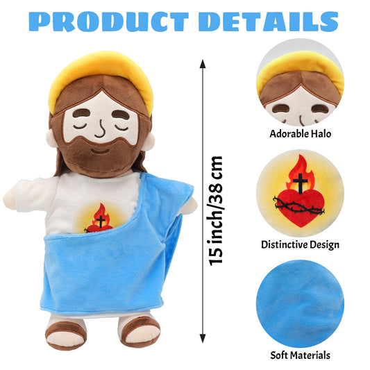 Yelakey Jesus plush breathing sounds help kids relax before sleep.