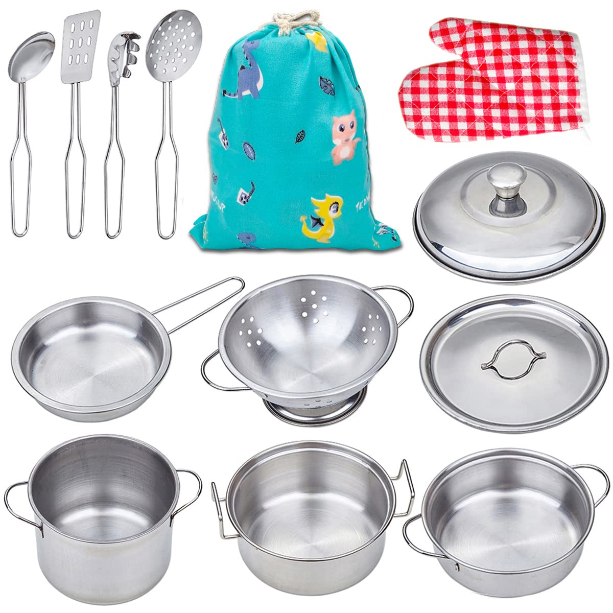 Yellora play pots and pans for kids with safe rounded edges for pretend cooking
