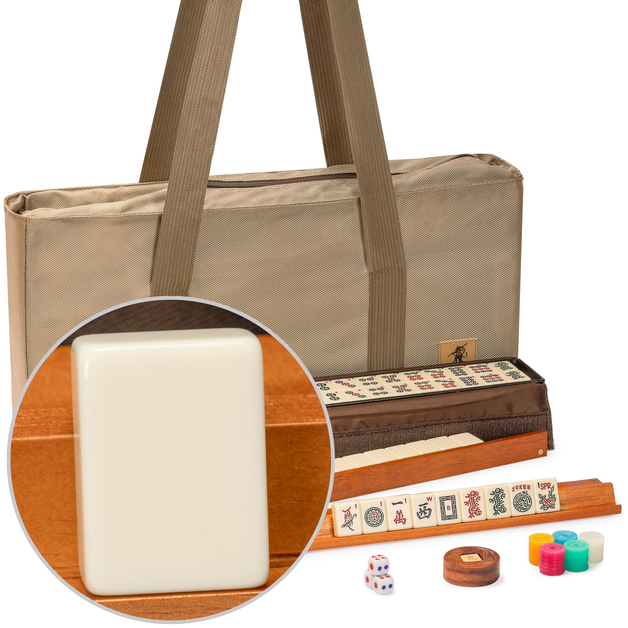 Yellow Mountain Imports Mojave Mahjong set in ivory case ready for family play