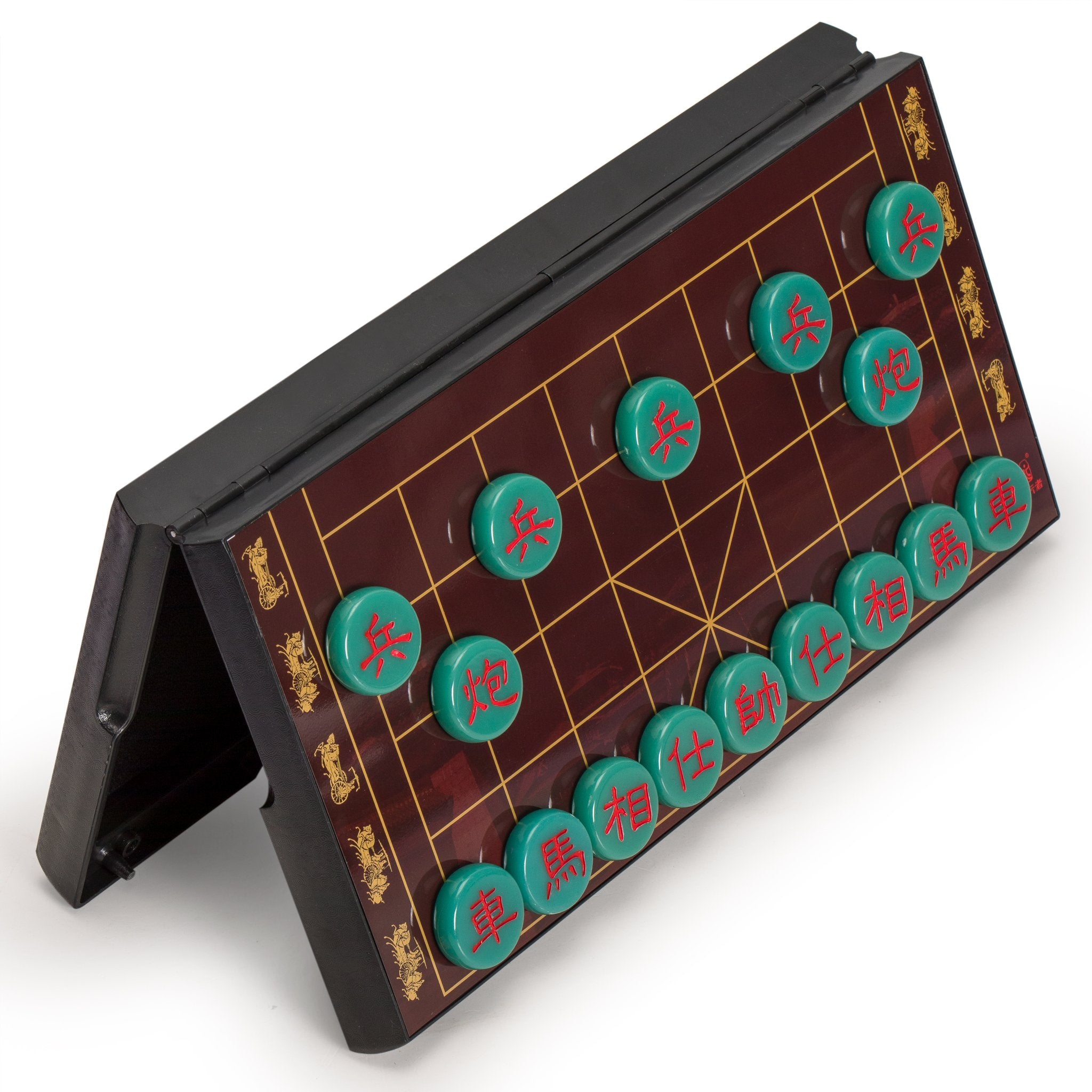 Yellow Mountain Imports folding Xiangqi set allows compact packing after games.