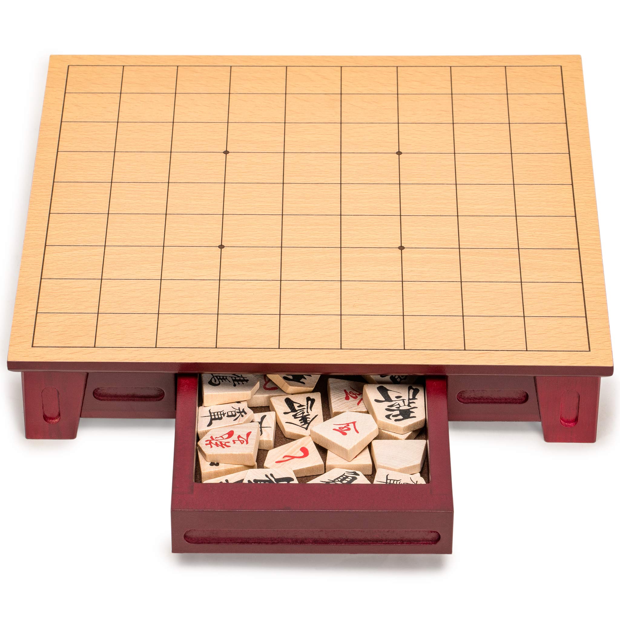 Genpai-goma kanji heads and tails on Yellow Mountain Imports Shogi pieces