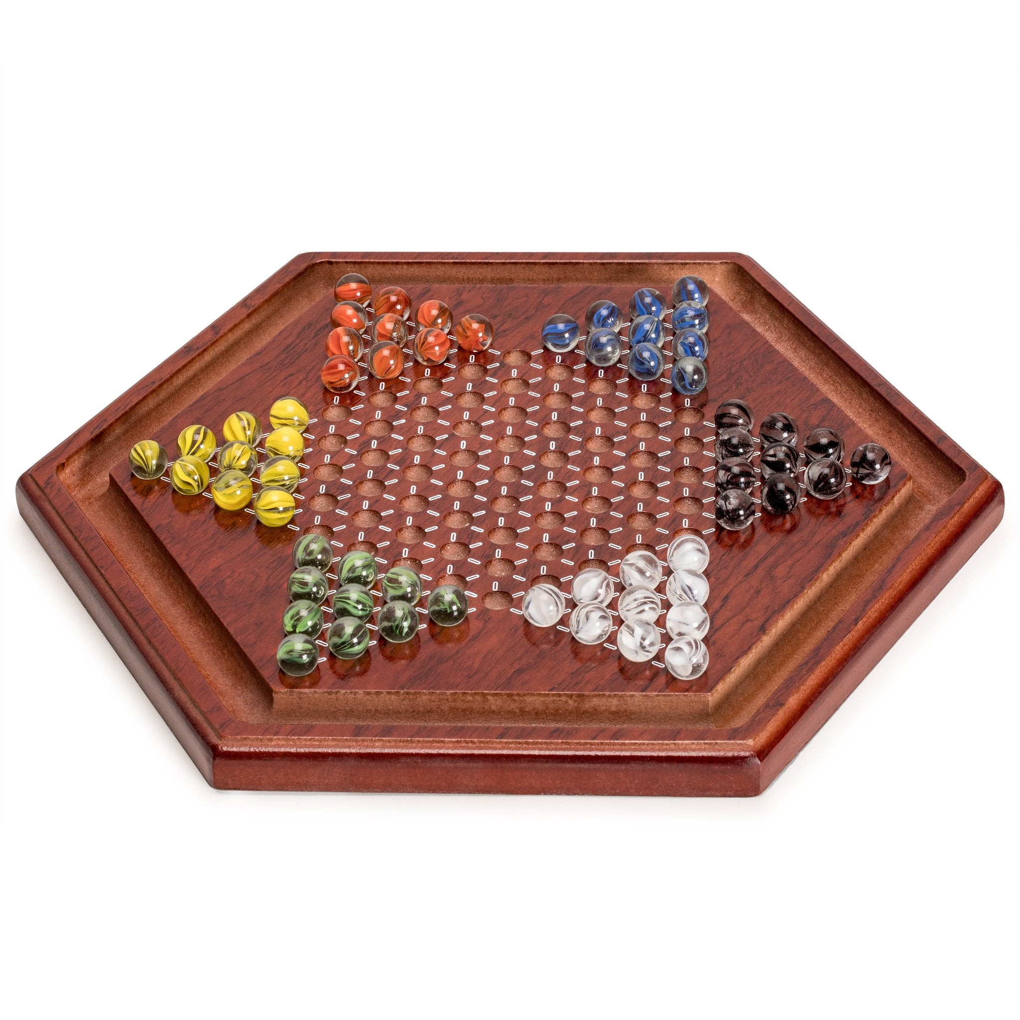 Yellow Mountain Imports six-color glass marbles support quick color differentiation during matches.