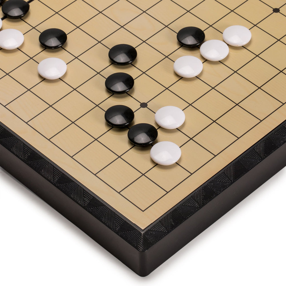 Go board laid flat after unfolding for comfortable 19x19 play.
